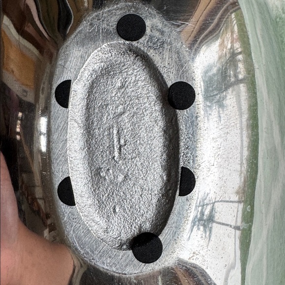 Modern aluminum Teal enamel asymmetrical Oval boat shaped Decorative Bowl - Picture 6 of 11